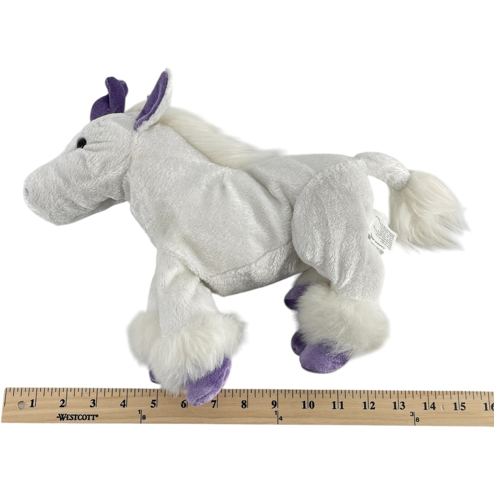 Kmart White Unicorn Plush Purple Velvety Hooves Horn Stuffed Animal 15 inch